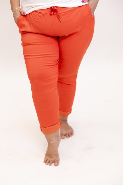Dámské kalhoty pružné Lazy maxi cihlové