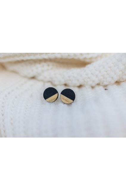 Dřevěné náušnice Dřevušky duo tmavá kolečka