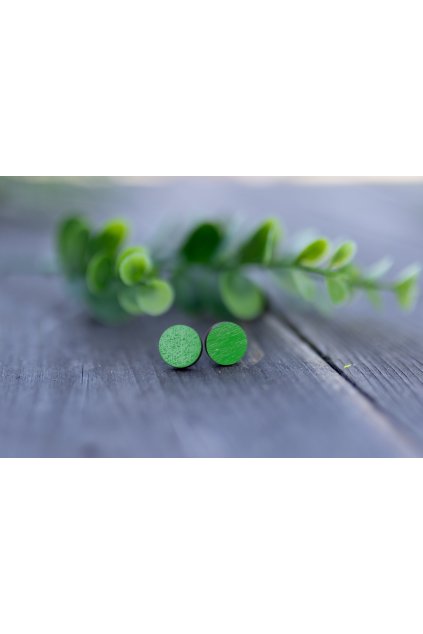 Dřevěné náušnice Dřevušky zelené lentilky