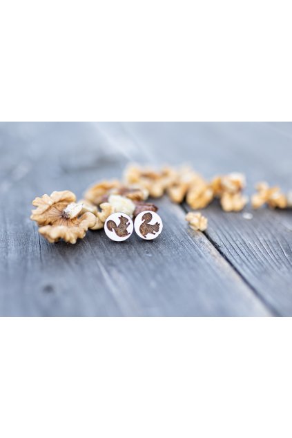 Dřevěné náušnice Dřevušky veverky