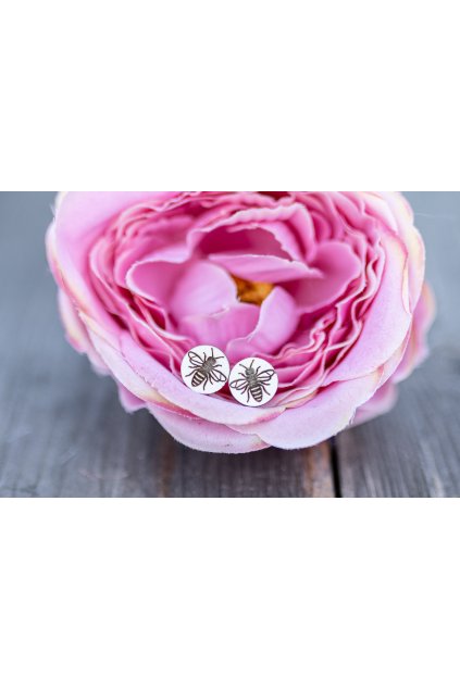 Dřevěné náušnice Dřevušky včelí královny