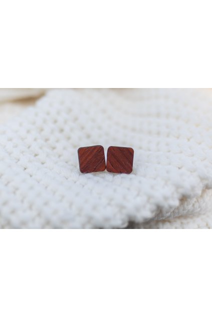 Dřevěné náušnice Dřevušky čokoládové čtverce