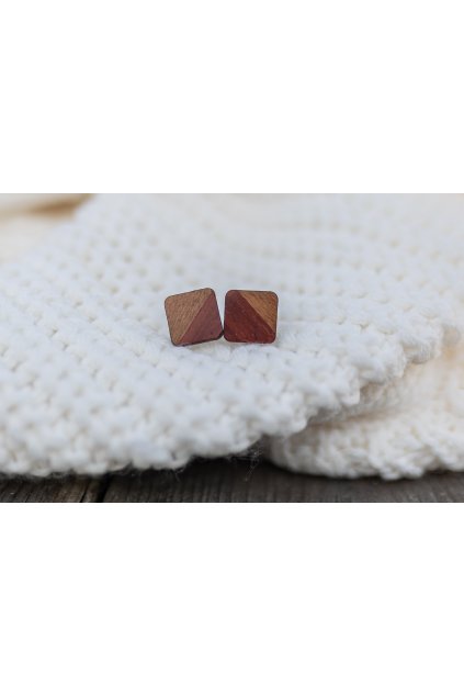 Dřevěné náušnice Dřevušky Duo světlé čtverce