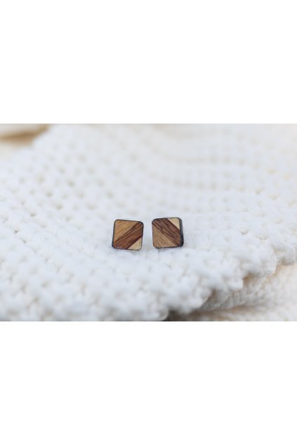 Dřevěné náušnice Dřevušky trio čtverce