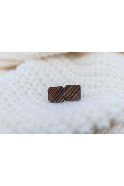 Dřevěné náušnice Dřevušky žíhané čtverce