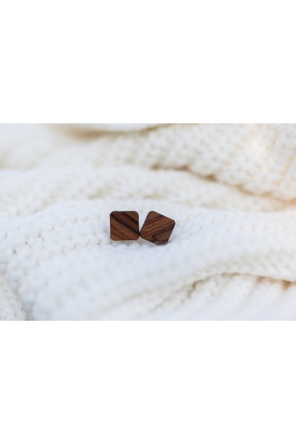 Dřevěné náušnice Dřevušky jemně žíhané čtverce