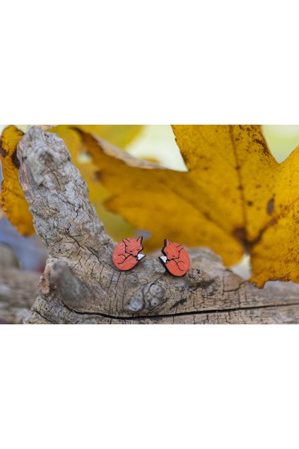 Dřevěné náušnice Dřevušky dobrou noc lišky