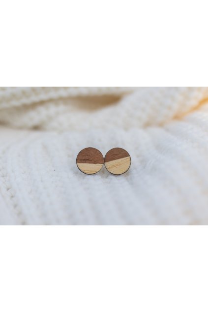 Dřevěné náušnice Dřevušky duo světlá kolečka