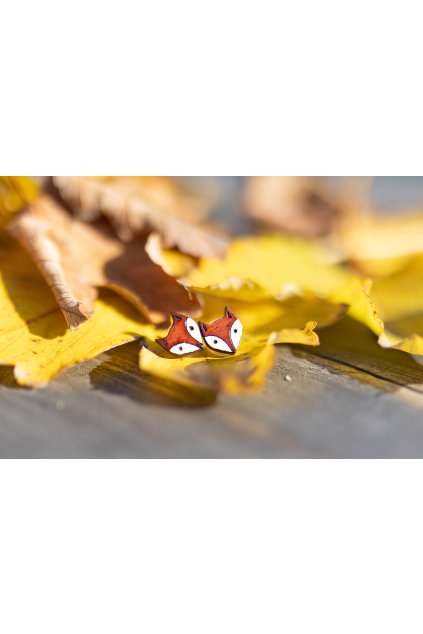 Dřevěné náušnice Dřevušky oříškové lišky