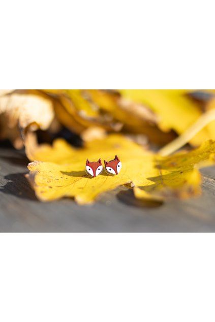 Dřevěné náušnice Dřevušky červené lišky