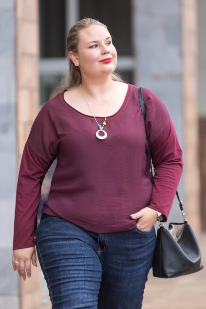 damske tricko TORY maxi s dlouhym rukavem, vinova