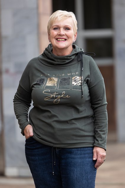damska semisova mikina RAW khaki
