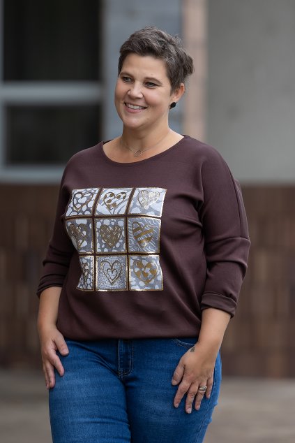 damska elegantni mikina GOLDEN cokoladova