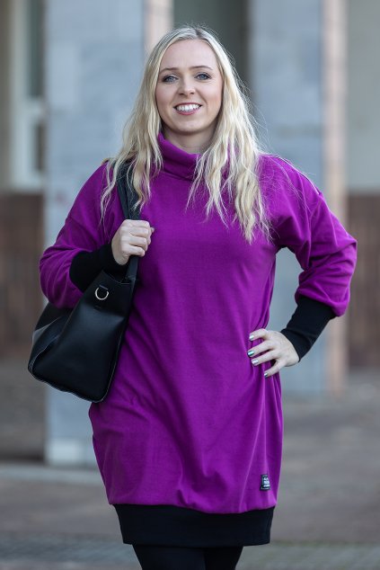 damske fleecove saty TEA fuchsiova