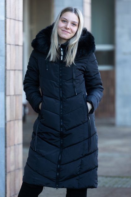 damsky zimni kabat s koziskem tyson cerna