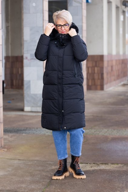 damsky zimni kabat s koziskem brevas cerna