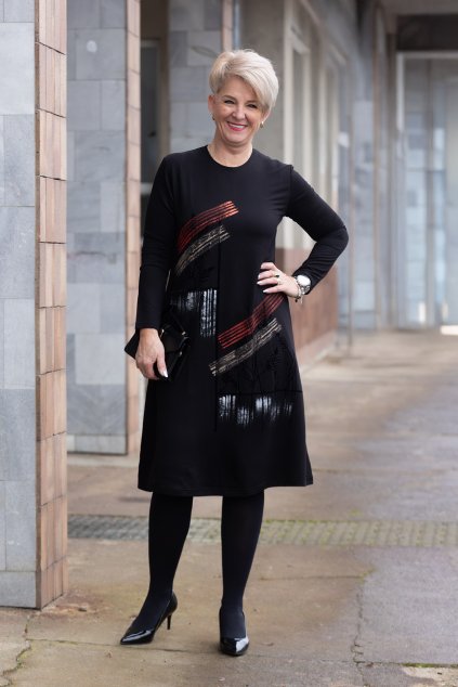 damske elegantni saty fiore cerna