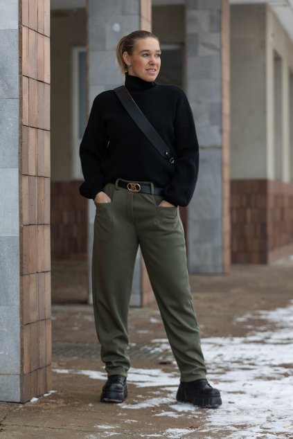 damske spolecenske kalhoty ania khaki