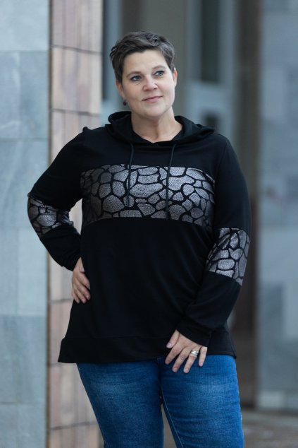 damska elegantni mikina trufle cerna