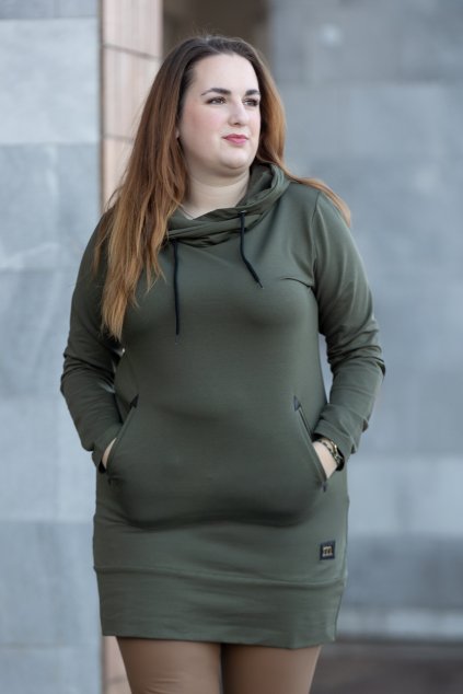 damska dlouha mikina pony maxi khaki