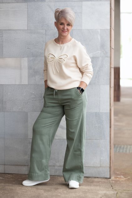 damske dziny do gumy palfi khaki