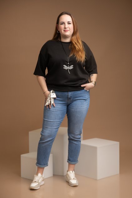 damske mom fit dziny aqua modra m.sara