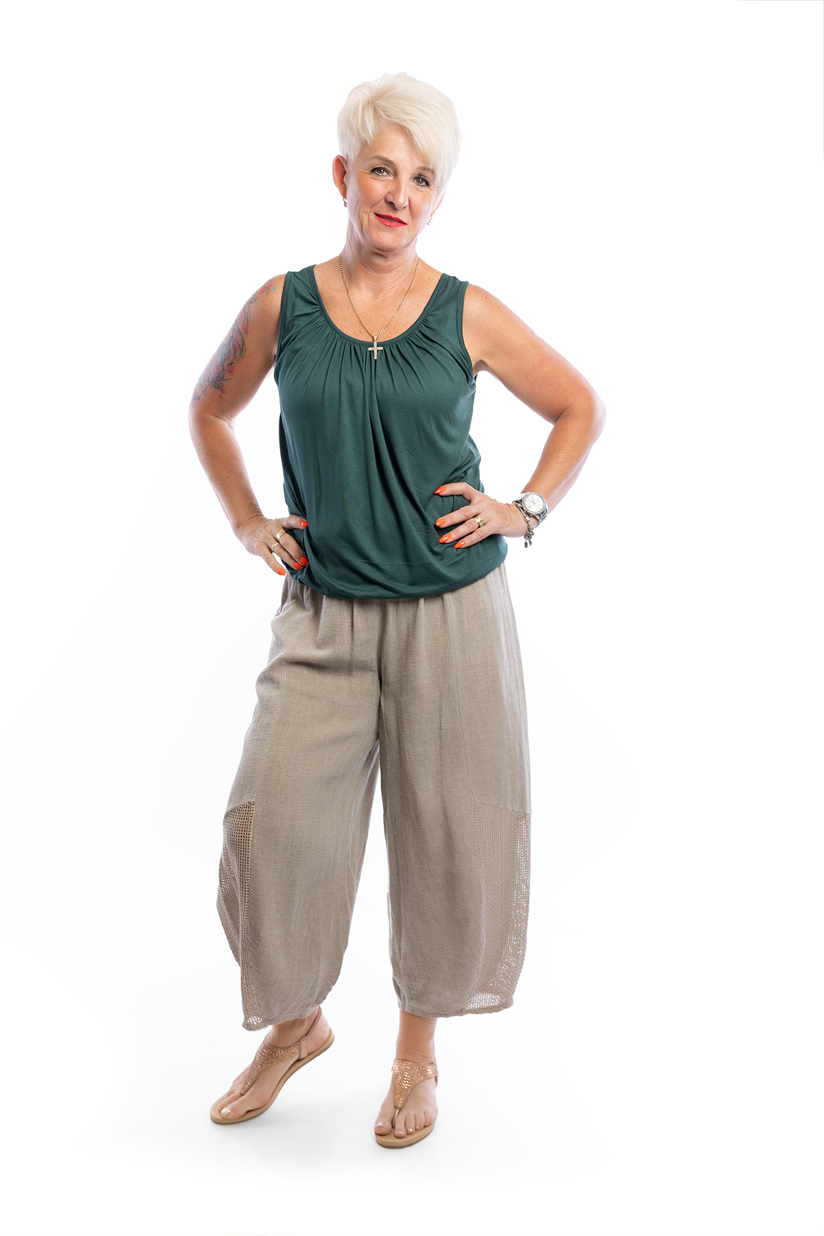 Levně Italy fashion Dámské tílko do gumy BASIC Barva: Tmavě zelená