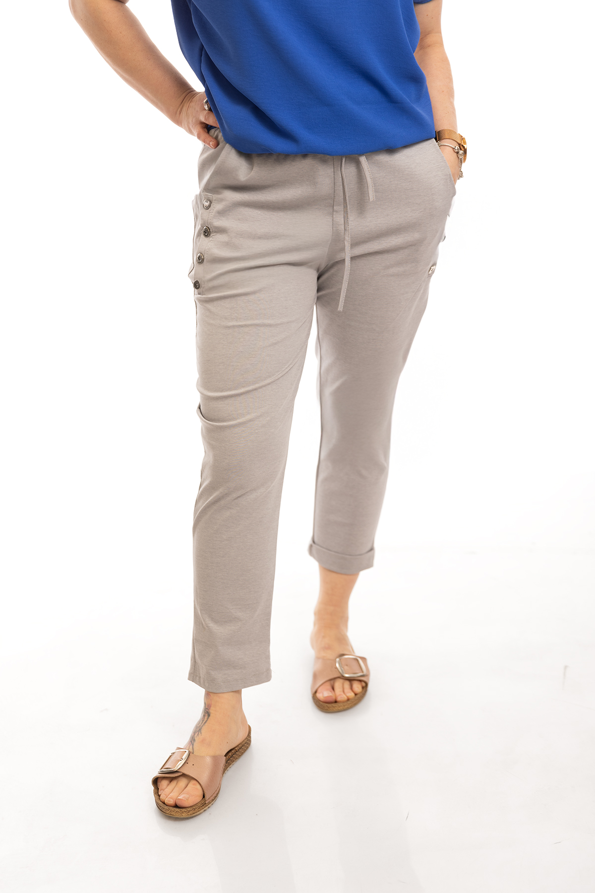 Italy fashion Pružné kalhoty ATOMKY comfy Barva: Světle šedá