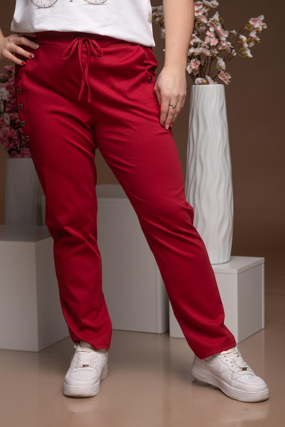 Italy fashion Pružné kalhoty ATOMKY comfy Barva: Vínová