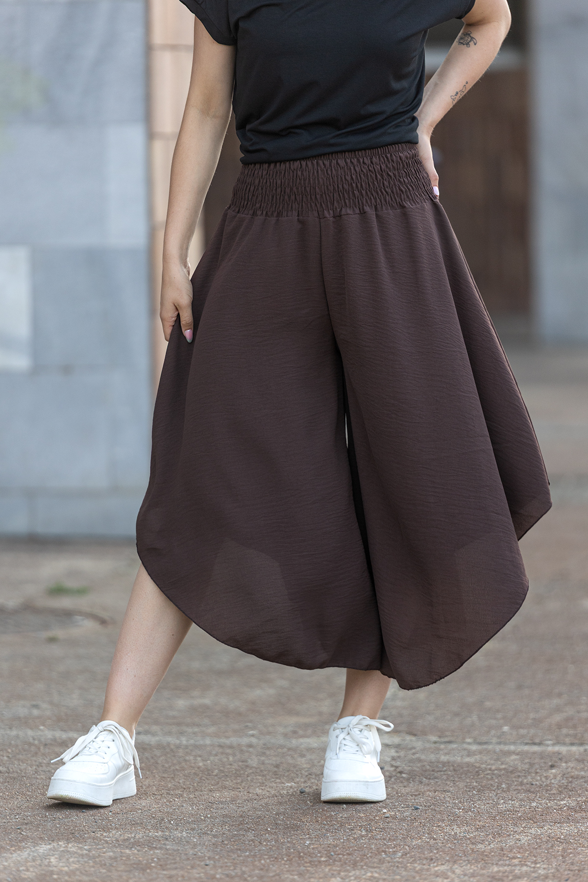 Italy fashion Kalhotová sukně CANDY Barva: čokoládová