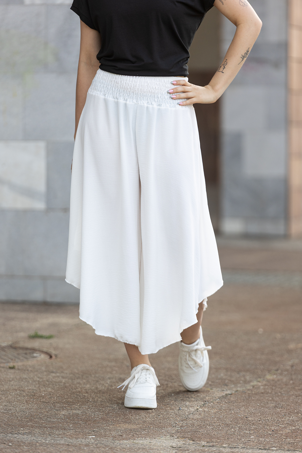 Italy fashion Kalhotová sukně CANDY Barva: Bílá