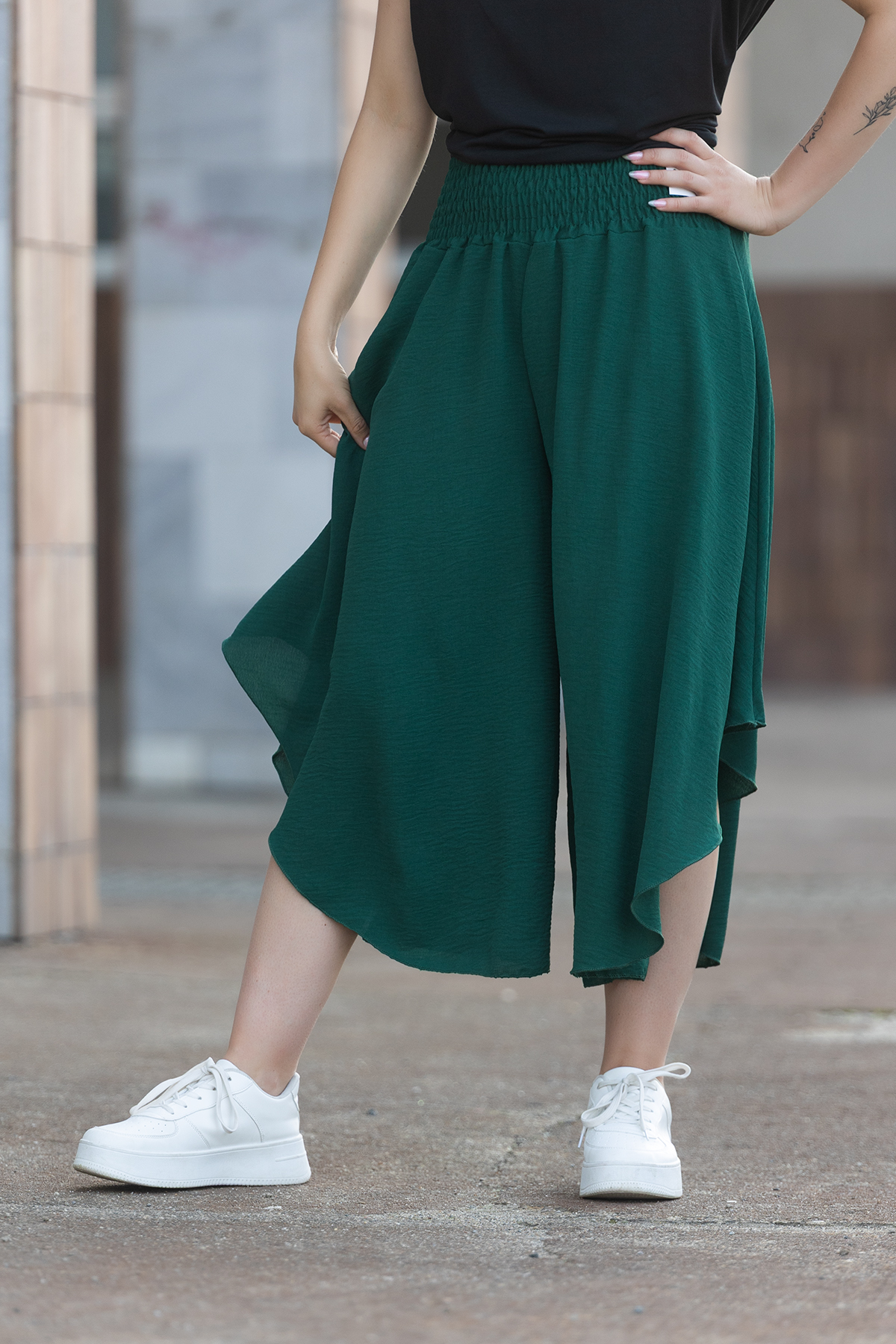 Italy fashion Kalhotová sukně CANDY Barva: Tmavě zelená