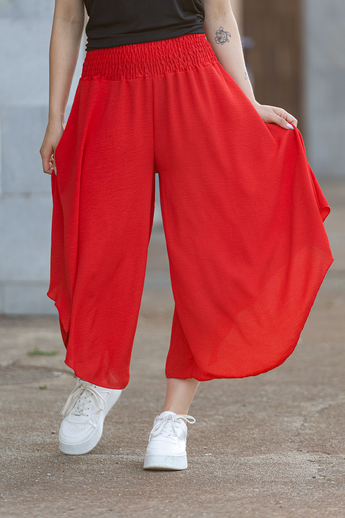 Italy fashion Kalhotová sukně CANDY Barva: Červená