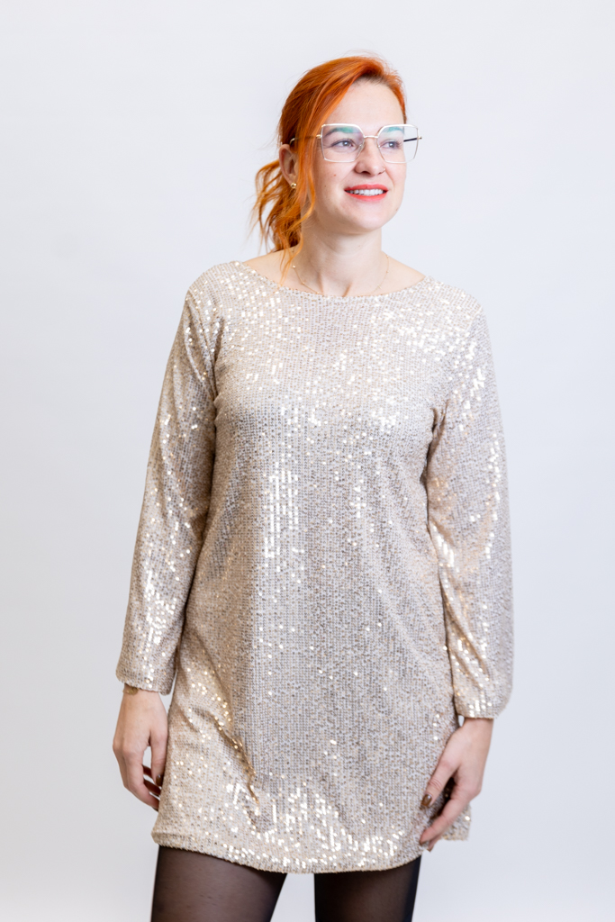 Italy fashion Třpytivé šaty LORI Barva: Krémová