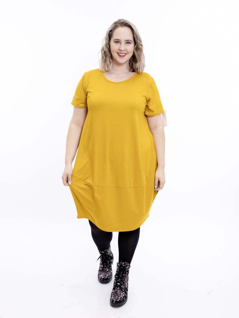 Levně Italy fashion Šaty CALIOPE Barva: hořčicová