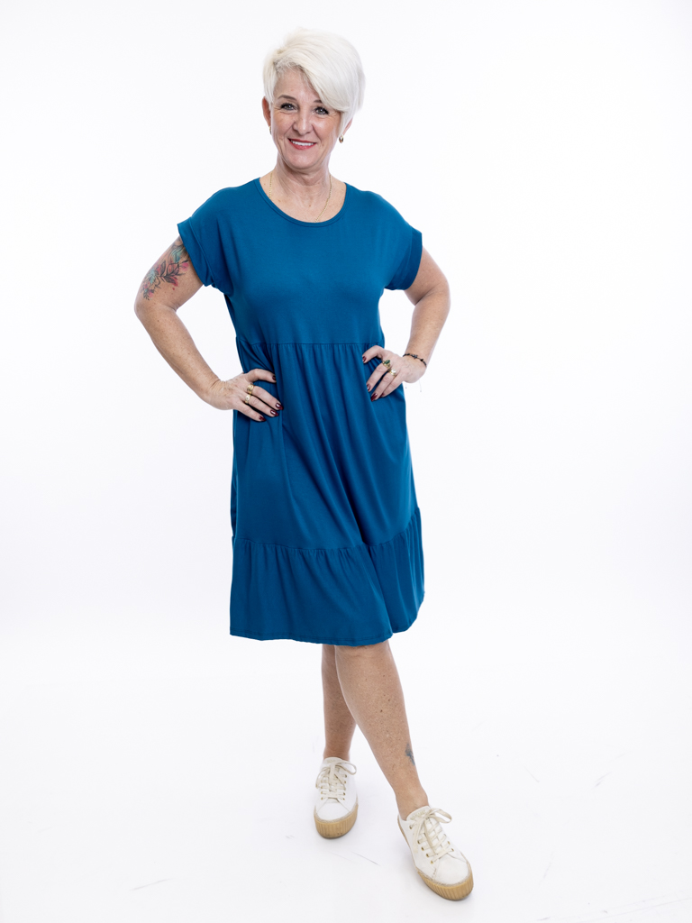 Levně Italy fashion Šaty PENELOPE Barva: Petrolejová