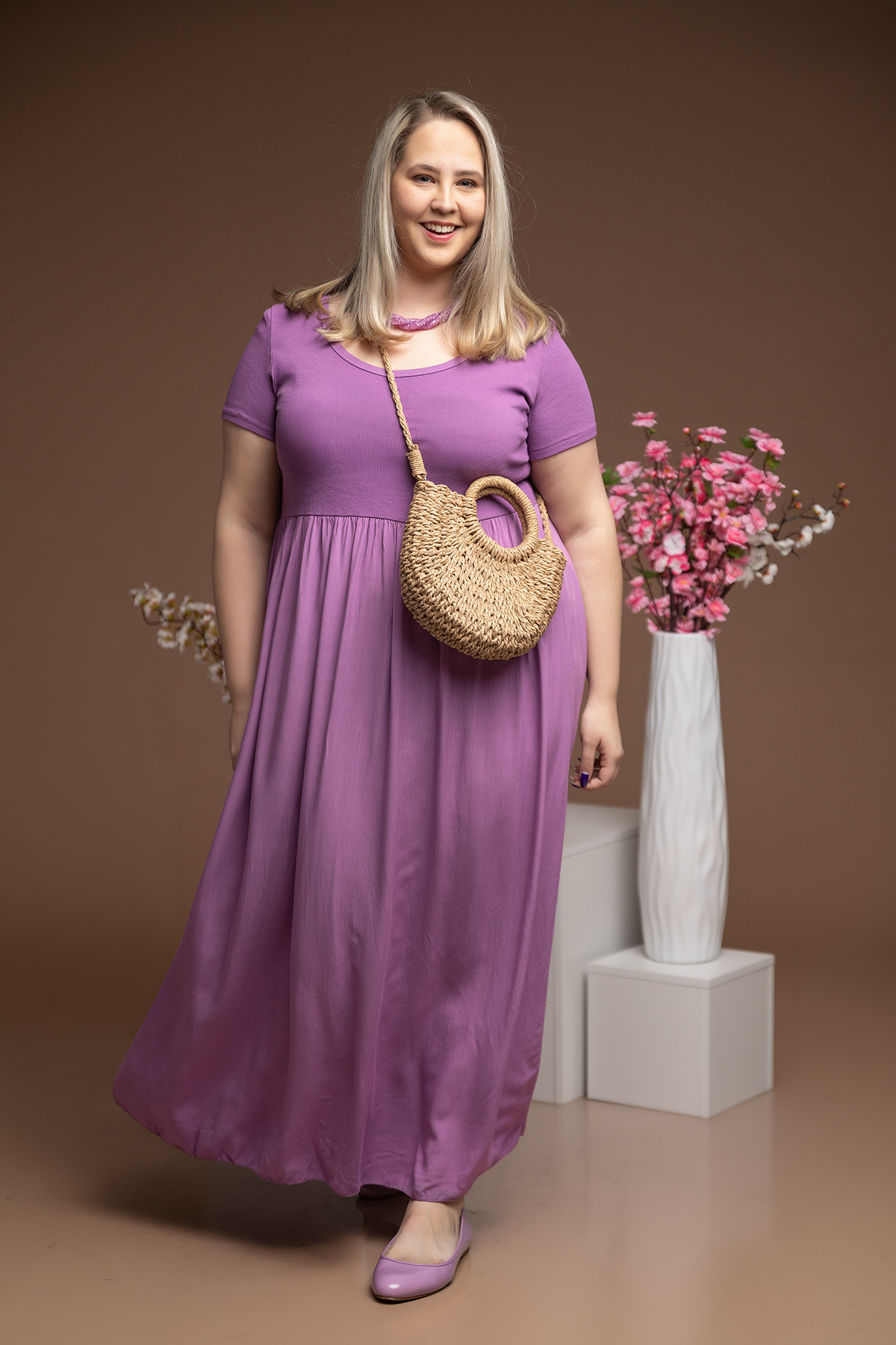 Levně Italy fashion Dlouhé šaty ROSA Barva: lila