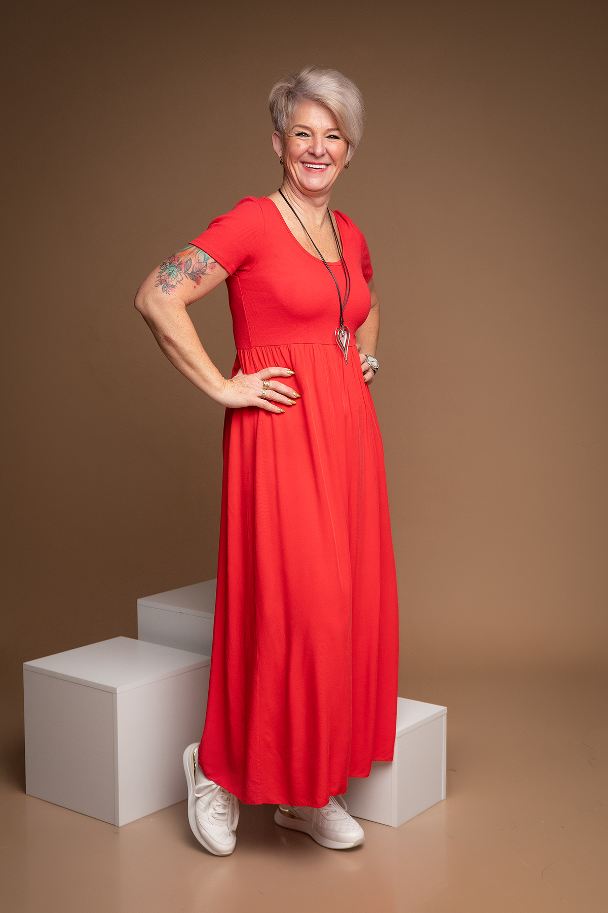 Levně Italy fashion Dlouhé šaty ROSA Barva: Červená