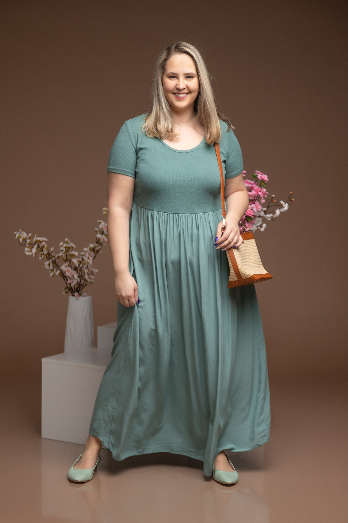 Levně Italy fashion Dlouhé šaty ROSA Barva: Šalvějová