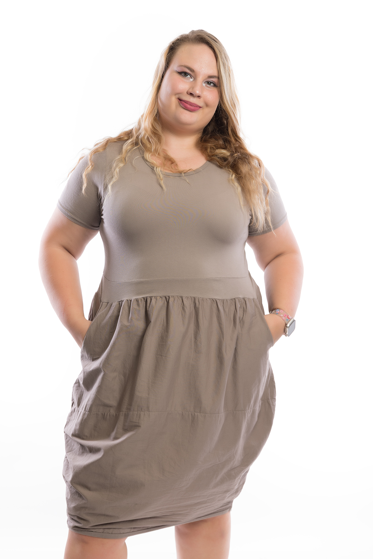 Levně Italy fashion Šaty ELISIA Barva: Cappuccinová