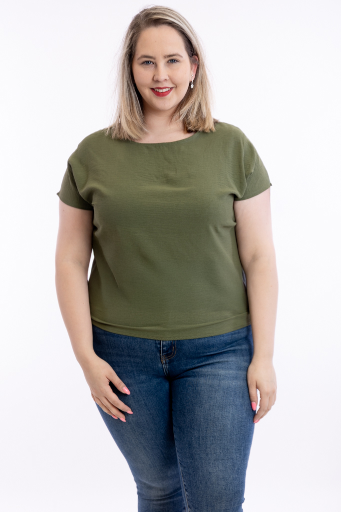 Levně Italy fashion Tričko do gumy VIOLETA Barva: Khaki