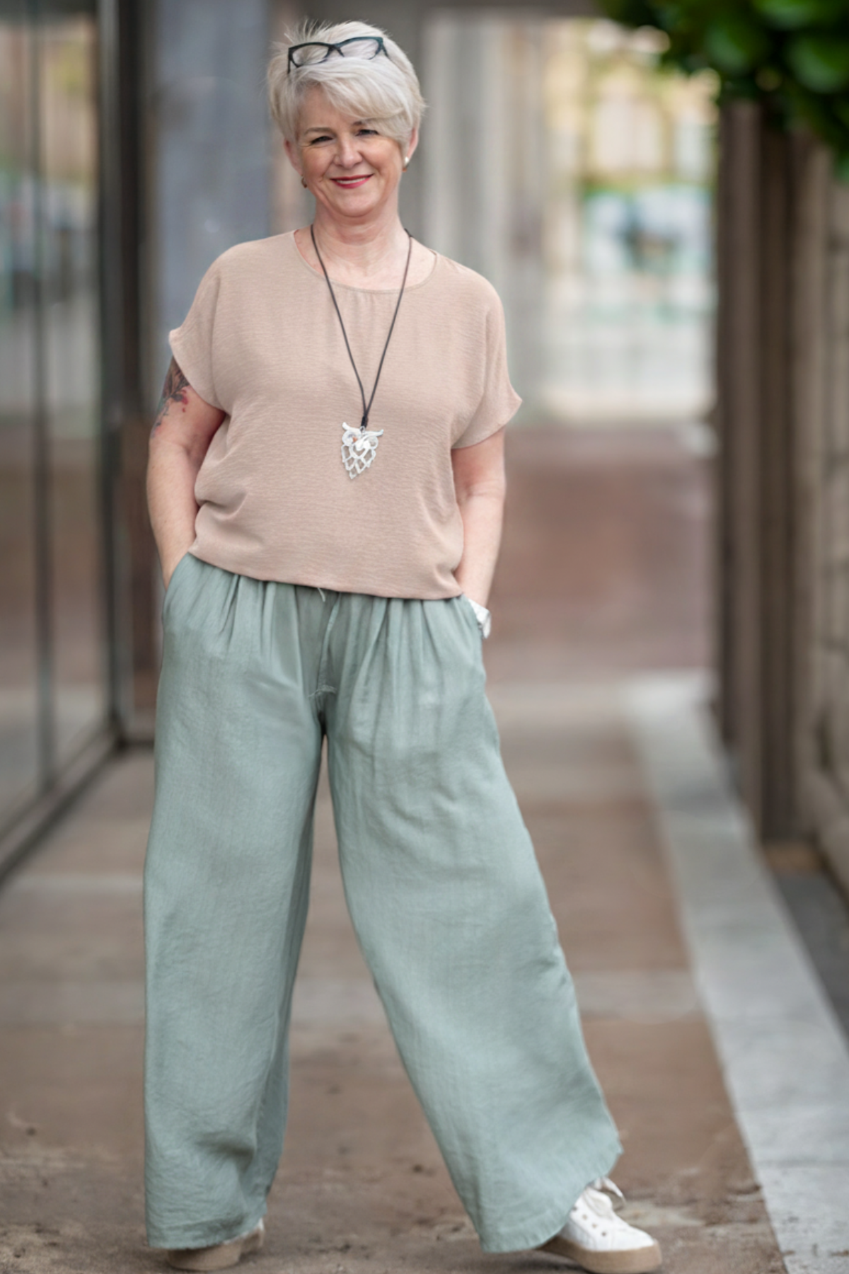 Levně Italy fashion Tričko do gumy VIOLETA Barva: Latte