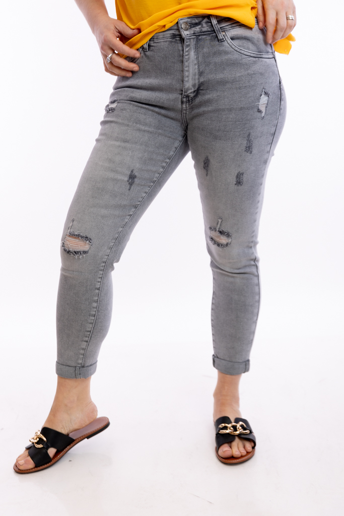 Levně REDSEVENTY DENIM Dámské džíny MAREN grey [F508-21] Barva: Šedá