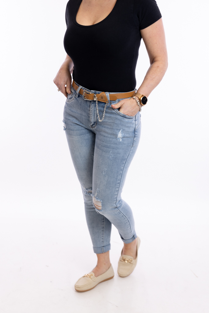 Levně REDSEVENTY DENIM Dámské džíny MAREN light blue [F508-24] Barva: Světle modrá