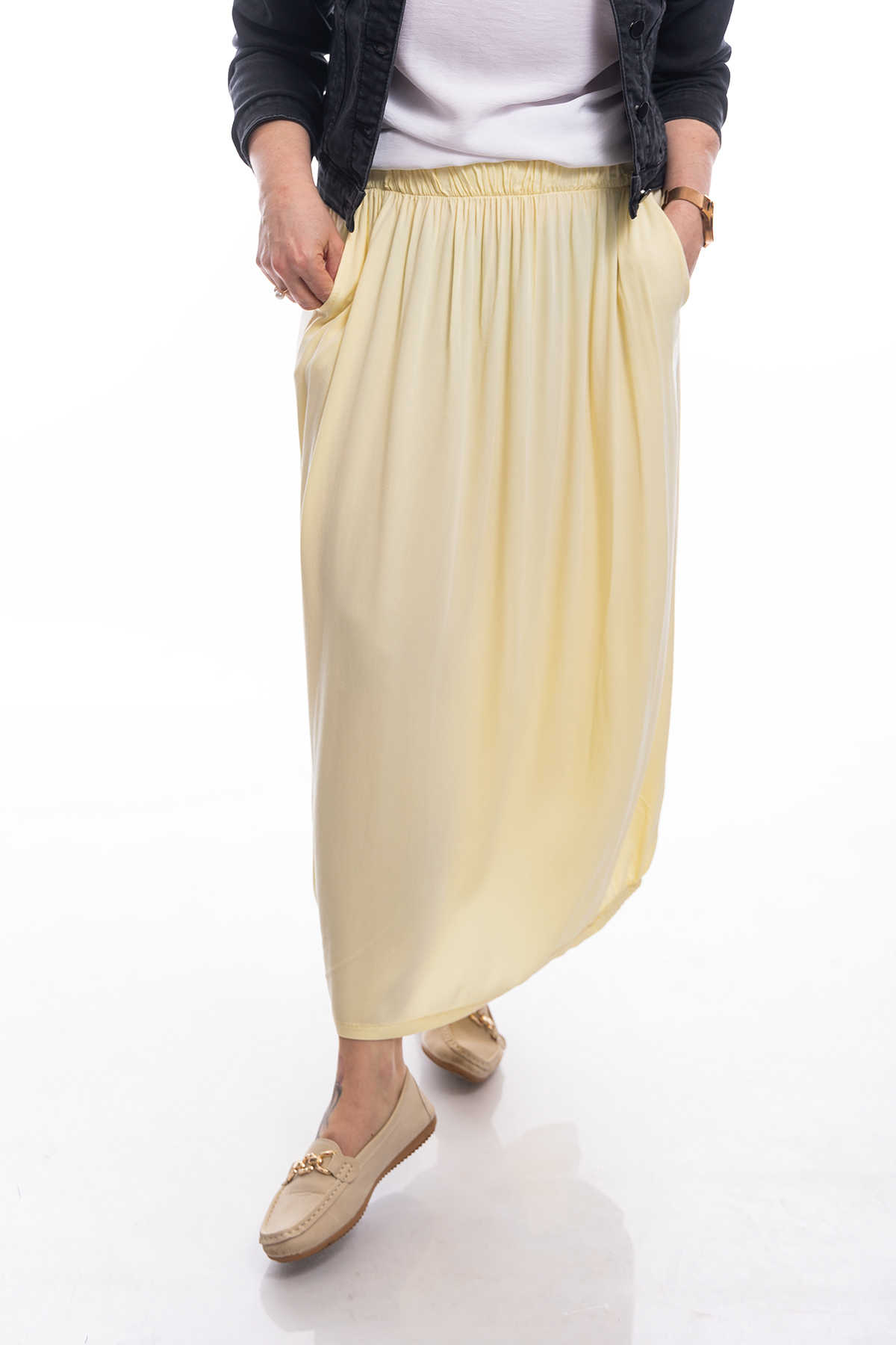 Levně Italy fashion Midi sukně WINDY Barva: Citrón