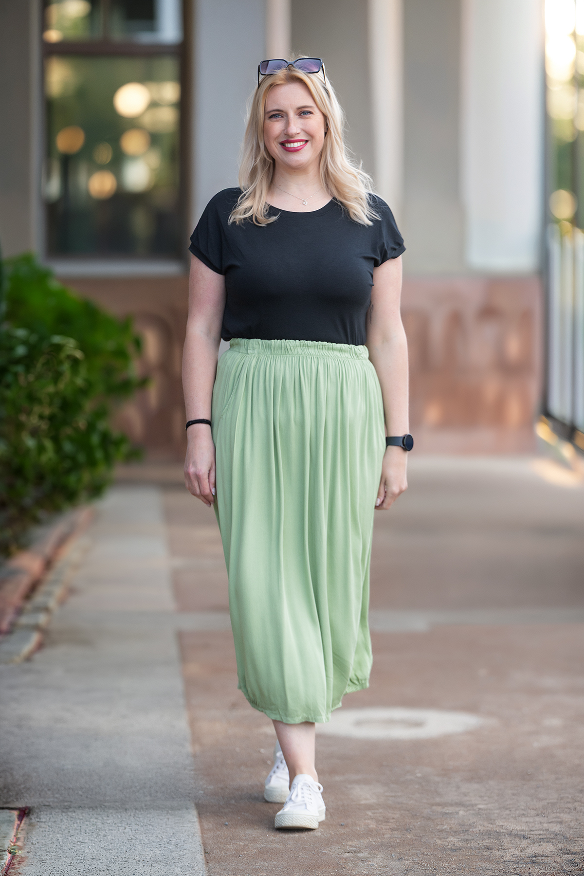 Levně Italy fashion Midi sukně WINDY Barva: Kiwi