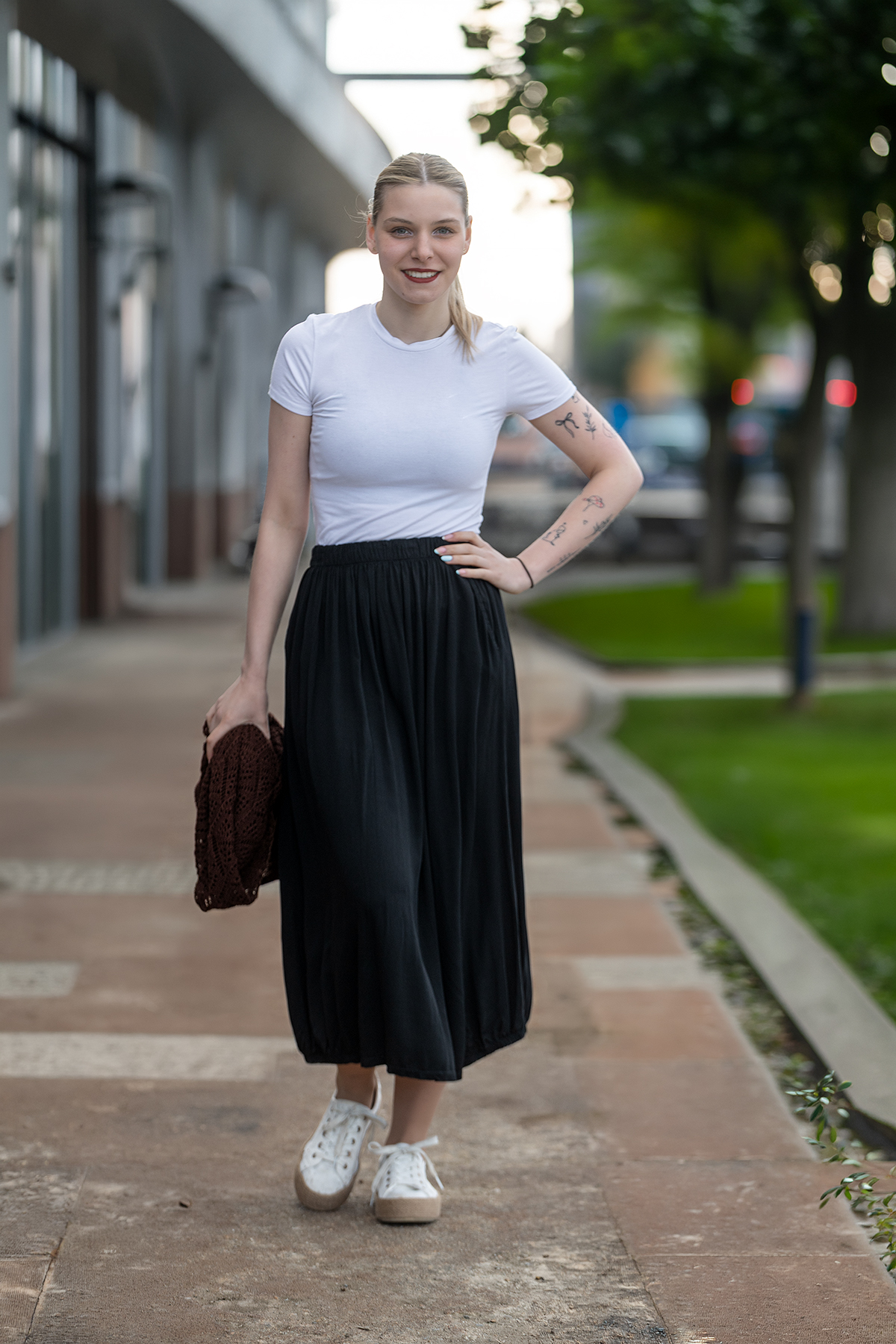Levně Italy fashion Midi sukně WINDY Barva: Mák