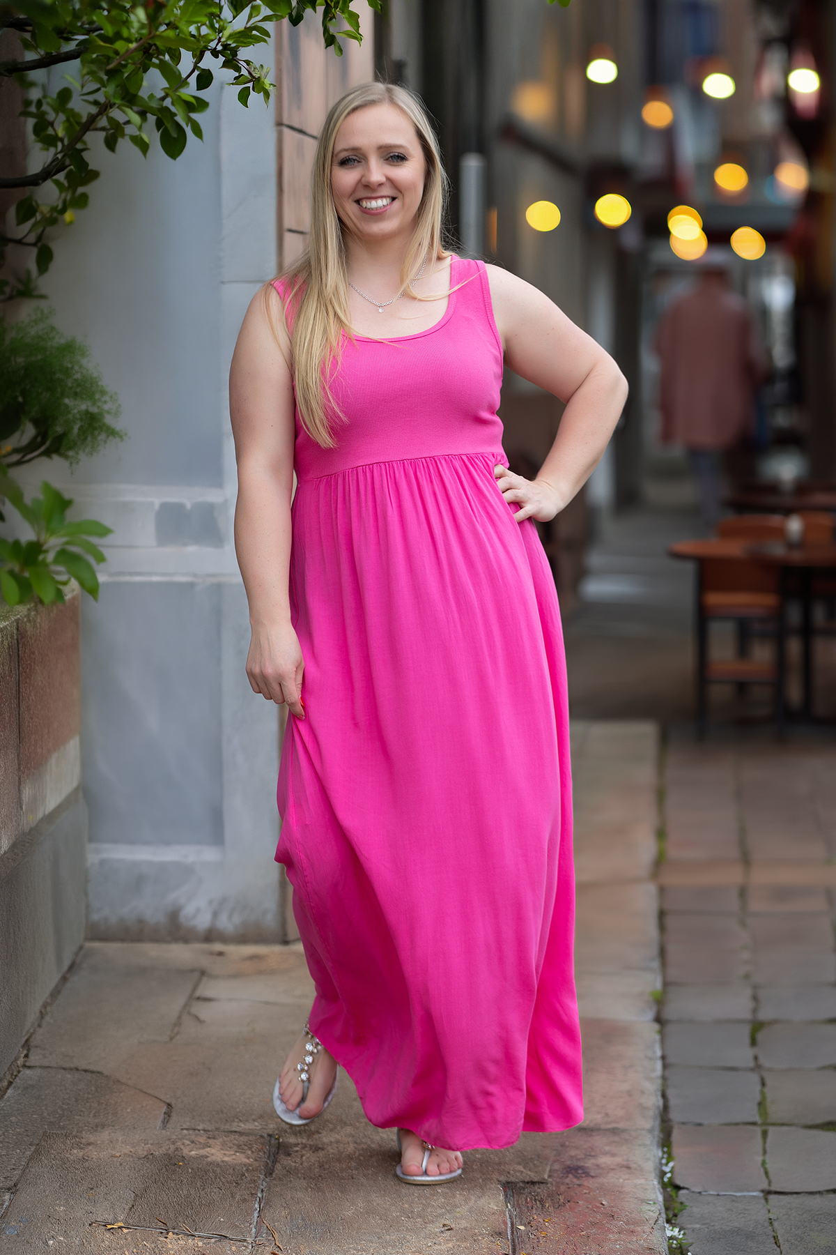 Levně Italy fashion Dlouhé šaty MÁJA Barva: Tmavě růžová