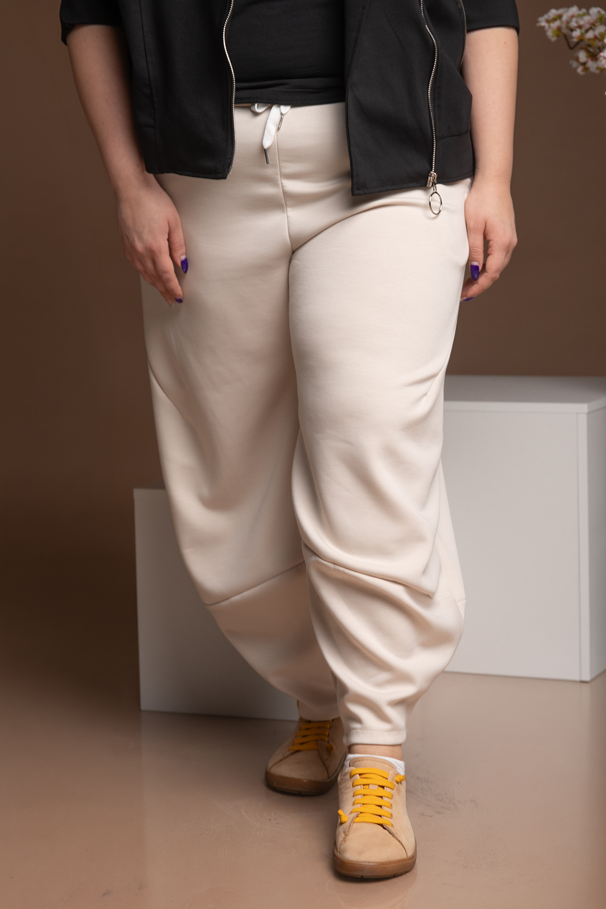 Italy fashion Harémové kalhoty DAHLIA Barva: Krémová