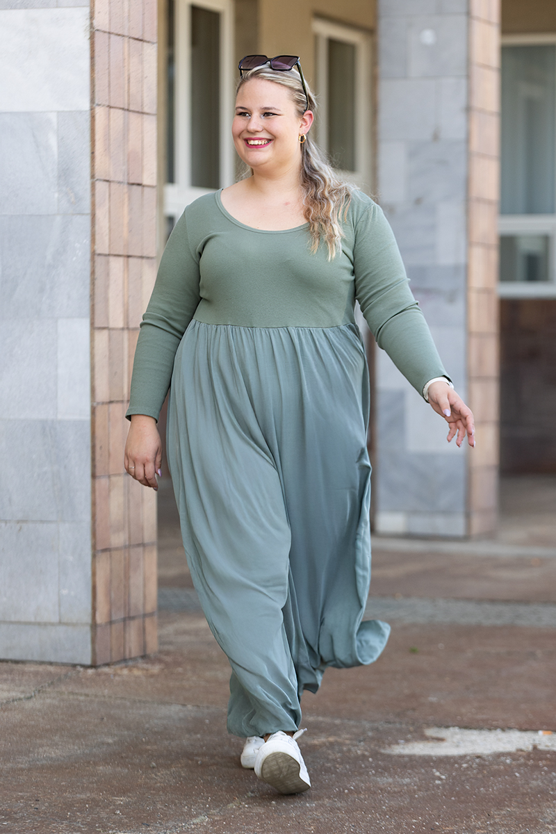 Levně Italy fashion Dlouhé šaty HARPER Barva: Khaki
